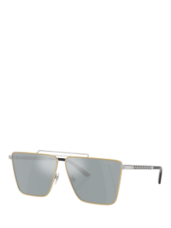 Versace VE2266 Men's Round Sunglasses, Gold/Silver, Gold/Silver