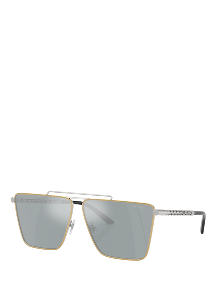 Versace VE2266 Men's Round Sunglasses, Gold/Silver, Gold/Silver