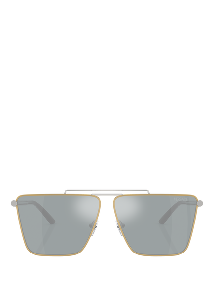 Versace VE2266 Men's Round Sunglasses, Gold/Silver - view 2, Gold/Silver
