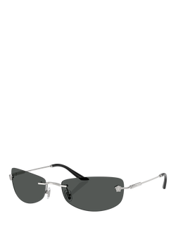 Versace VE2279 Men's Irregular Sunglasses, Silver, Silver
