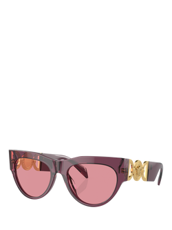 Versace VE4440U Women's Oval Sunglasses, Transparent Marc, Transparent Marc