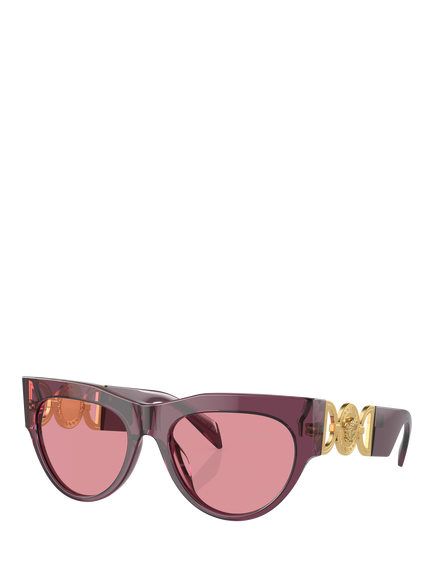 Versace VE4440U Women's Oval Sunglasses, Transparent Marc, Transparent Marc