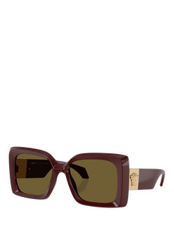 Versace VE4467U Women's Irregular Sunglasses, Dark Ruby, Dark Ruby