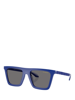 Versace VE4468U Men's Polarised Rectangular Sunglasses, Full Blue, Full Blue