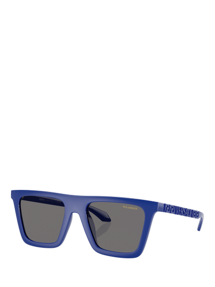 Versace VE4468U Men's Polarised Rectangular Sunglasses, Full Blue, Full Blue