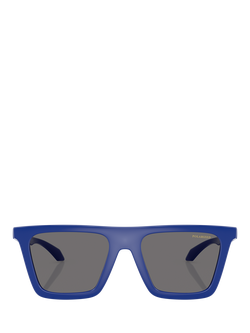Versace VE4468U Men's Polarised Rectangular Sunglasses, Full Blue - view 2, Full Blue