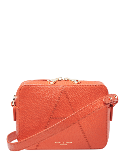 Aspinal of London Leather Camera Crossbody Bag, Coral, Coral