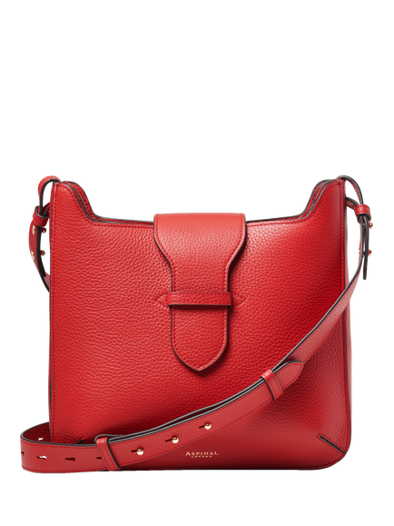 Aspinal of London Ella Leather Hobo Bag, Cardinal Red