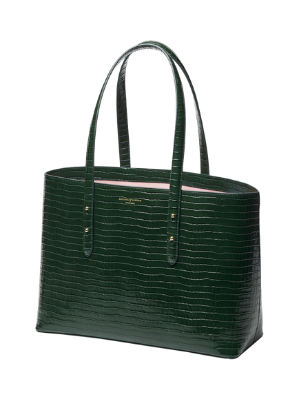 Aspinal of London Regent Leather Tote Bag, Evergreen - view 2, Evergreen