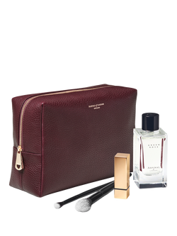Aspinal of London Leather Toiletry Bag, Burgundy - view 2, Burgundy
