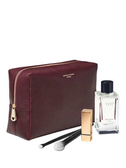Aspinal of London Leather Toiletry Bag, Burgundy - view 2, Burgundy