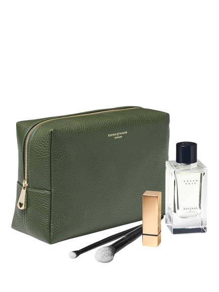 Aspinal of London Leather Toiletry Bag, Racing Green - view 2, Racing Green