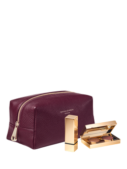 Aspinal of London Leather Makeup Bag, Burgundy - view 2, Burgundy