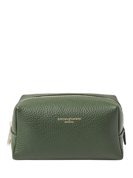 Aspinal of London Leather Makeup Bag, Racing Green, Racing Green