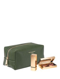 Aspinal of London Leather Makeup Bag, Racing Green - view 2, Racing Green