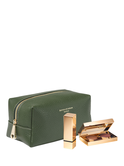 Aspinal of London Leather Makeup Bag, Racing Green - view 2, Racing Green