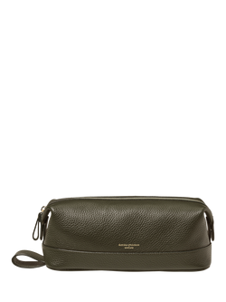 Aspinal of London Leather Wash Bag, Evergreen - view 2, Evergreen