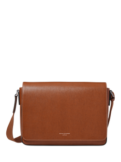 Aspinal of London Reporter Leather Satchel Bag, Chestnut