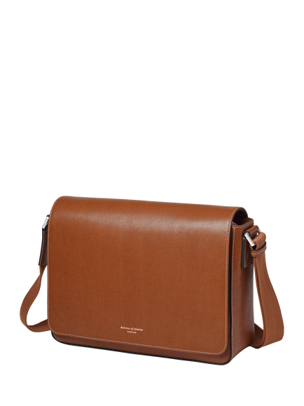Aspinal of London Reporter Leather Satchel Bag - view 2, Chestnut