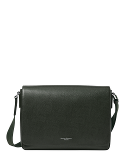Aspinal of London Reporter Leather Satchel Bag, Forest Green