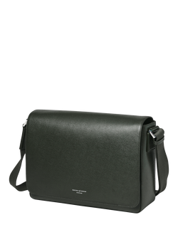 Aspinal of London Reporter Leather Satchel Bag - view 2, Forest Green