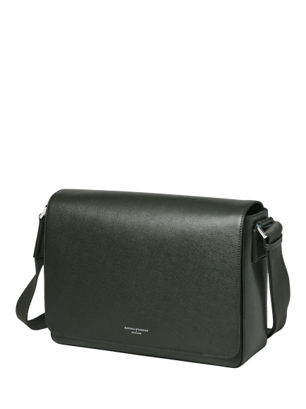 Aspinal of London Reporter Leather Satchel Bag - view 2, Forest Green