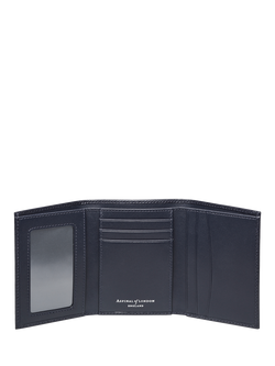 Aspinal of London Trifold Leather Wallet, Navy