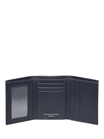 Aspinal of London Trifold Leather Wallet, Navy