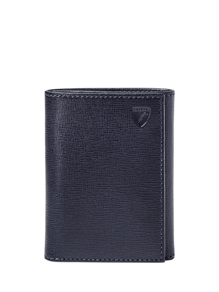 Aspinal of London Trifold Leather Wallet - view 2, Navy