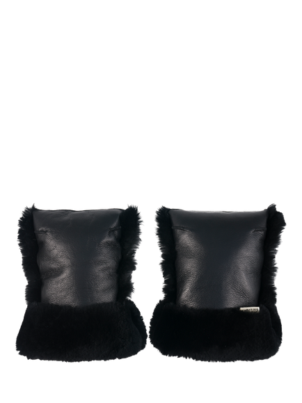 BINIBAMBA Coated Sheepskin Buggy Mitts, Black, Black