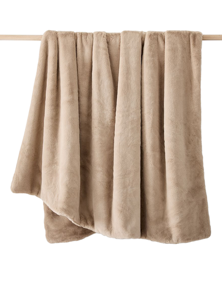 West Elm Faux Fur Plush Throw, Clay