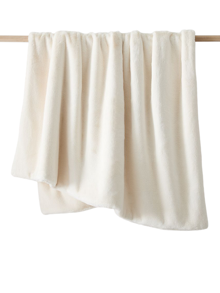 West Elm Faux Fur Plush Throw, Alabaster