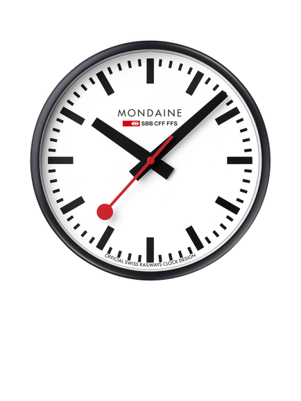 Mondaine Official Swiss Railways Wall Clock, White/Black, 25cm, White/Black