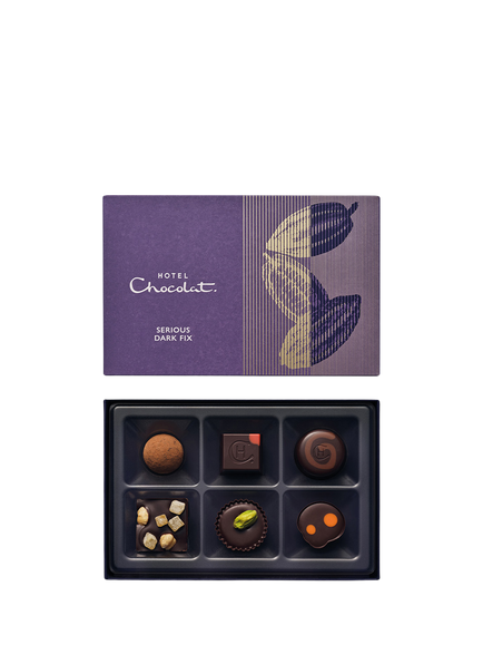 Hotel Chocolat Serious Dark Fix Chocolate Box 6-Piece, 72g, Multi