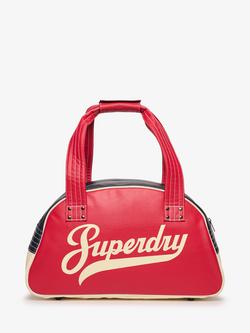 Superdry Retro Alumni Bowling Bag, Red/Navy/Cream, Red/Navy/Cream