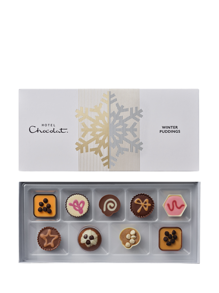Hotel Chocolat Winter Puddings Chocolate Box 9-Piece, 120g, Multi