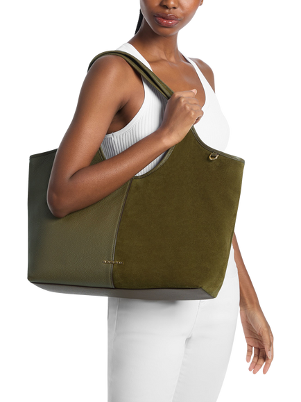 Michael Kors Henley Leather Shopper Bag, Loden - view 2, Loden