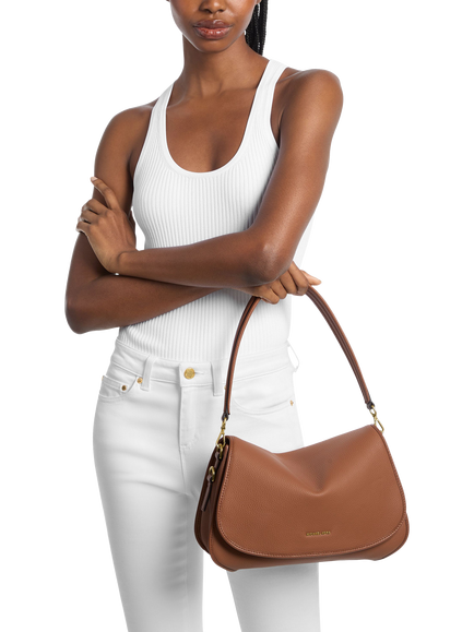 Michael Kors Holmes Medium Pebbled Leather Convertible Messenger Bag - view 2, Luggage