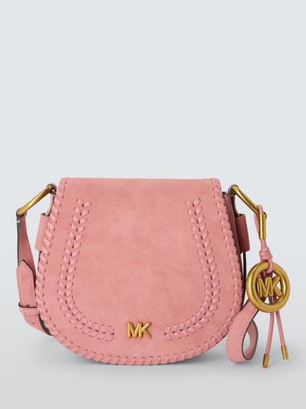 Michael Kors Josie Medium Whipstitched Suede Saddle Bag, Primrose Pink