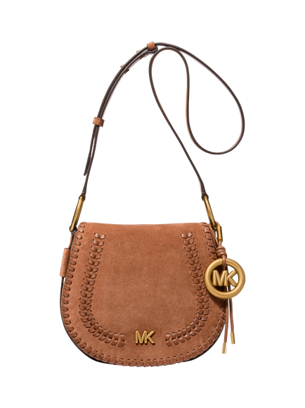 Michael Kors Josie Medium Whipstitched Suede Saddle Bag, Luggage