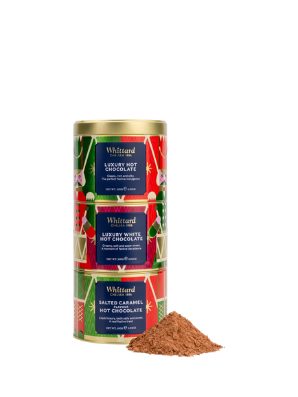 Whittard Trio Hot Chocolate Stack Tins, 300g, Multi