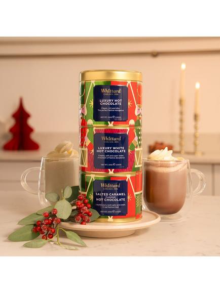Whittard Trio Hot Chocolate Stack Tins, 300g - view 2, Multi