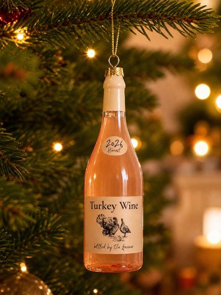 Studio THIE Glass Turkey Wine Bottle Bauble, Multi - view 2, Multi