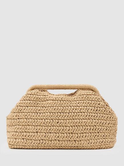 Reiss Gina Structured Straw Clutch Bag, Natural - view 2, Natural