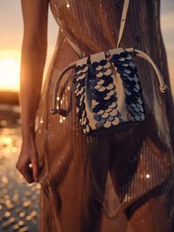 Radley The Flora Sequin Cross Body Bucket Bag, Salt - view 2, Salt