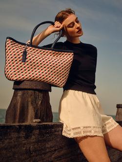 Radley The Sunningdale Woven Leather Tote Bag, Naval/Multi - view 2, Naval/Multi