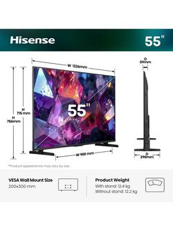 Hisense 55E7STUK PRO (2026) QLED HDR 4K Ultra HD Smart AI TV, 55 inch with Dolby Atmos, Charcoal Grey - view 2, Charcoal Grey
