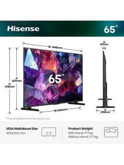 Hisense 65E7STUK PRO (2026) QLED HDR 4K Ultra HD Smart AI TV, 65 inch with Dolby Atmos, Charcoal Grey - view 2, Charcoal Grey