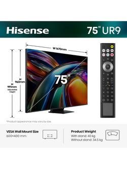 Hisense 75UR9STUK (2026) RGB MiniLED HDR 4K Ultra HD Smart AI TV, 75 inch with Dolby Atmos, Charcoal Grey - view 2, Charcoal Grey
