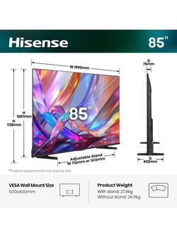 Hisense 85Q7STUK (2026) QLED HDR 4K Ultra HD Smart AI TV, 85 inch with Dolby Atmos, Black - view 2, Black